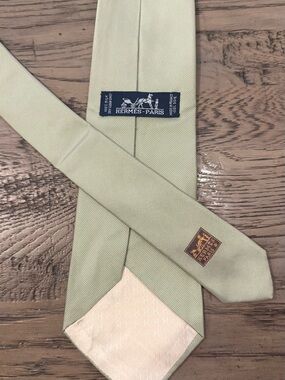 Hermes Light Green Silk Tie